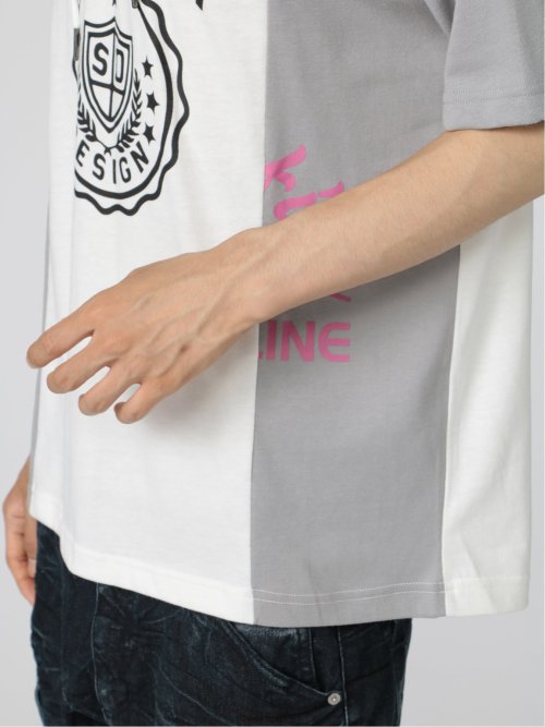 切替カレッジ 半袖ルーズTパーカー