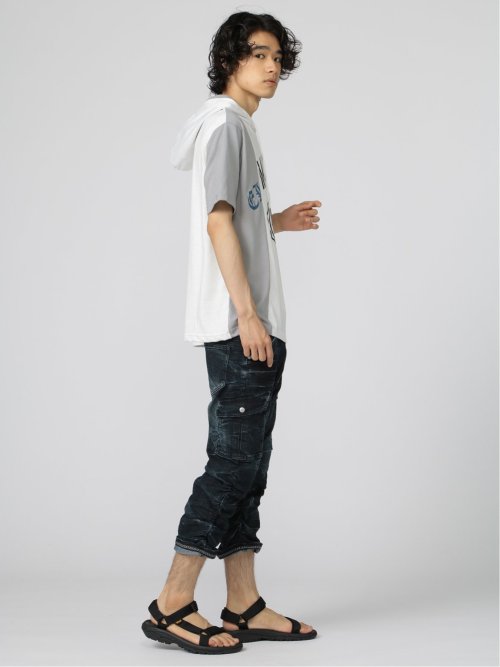 切替カレッジ 半袖ルーズTパーカー