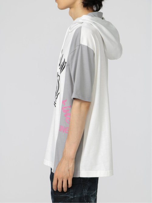 切替カレッジ 半袖ルーズTパーカー