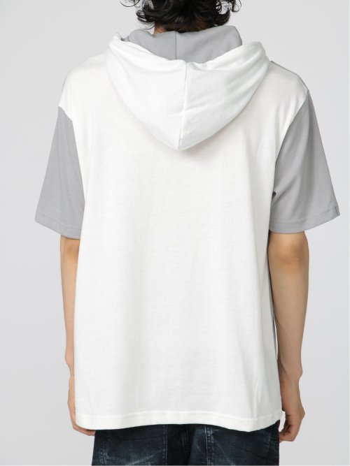 切替カレッジ 半袖ルーズTパーカー