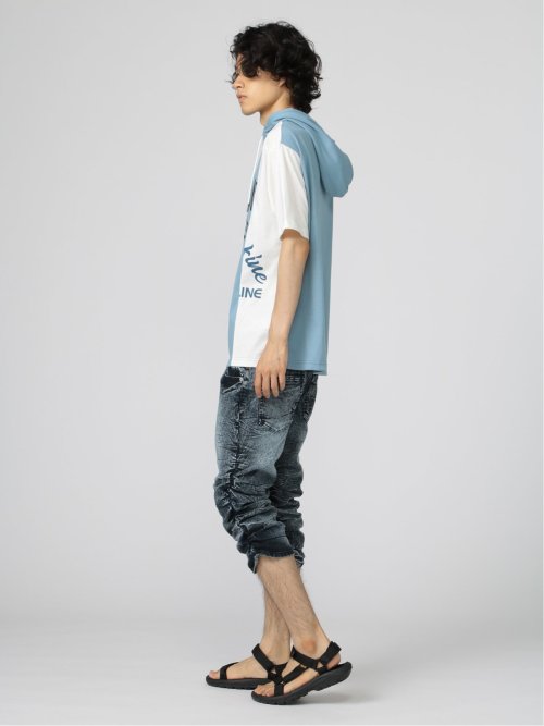 切替カレッジ 半袖ルーズTパーカー