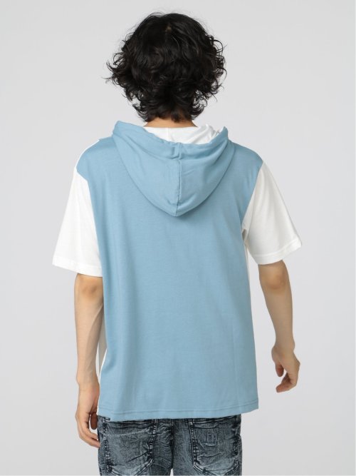 切替カレッジ 半袖ルーズTパーカー