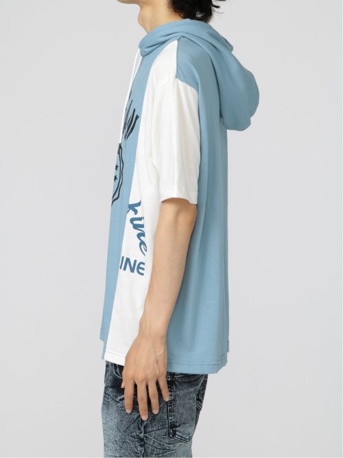 切替カレッジ 半袖ルーズTパーカー