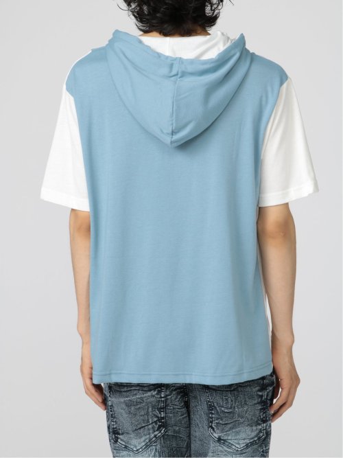 切替カレッジ 半袖ルーズTパーカー