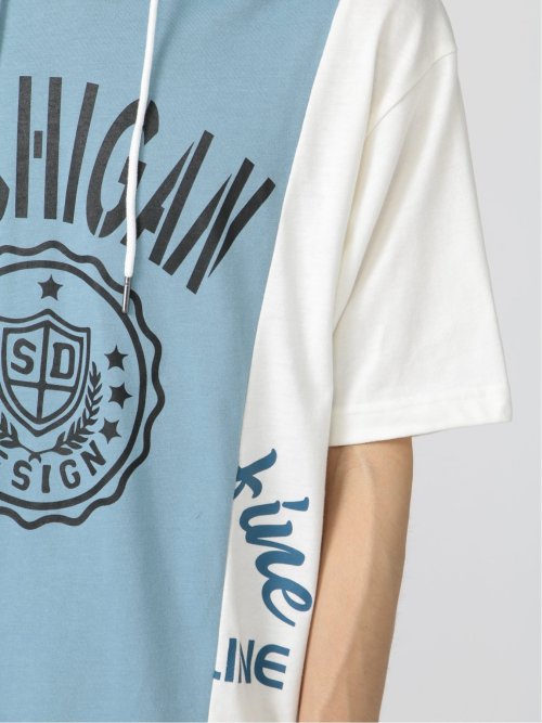 切替カレッジ 半袖ルーズTパーカー