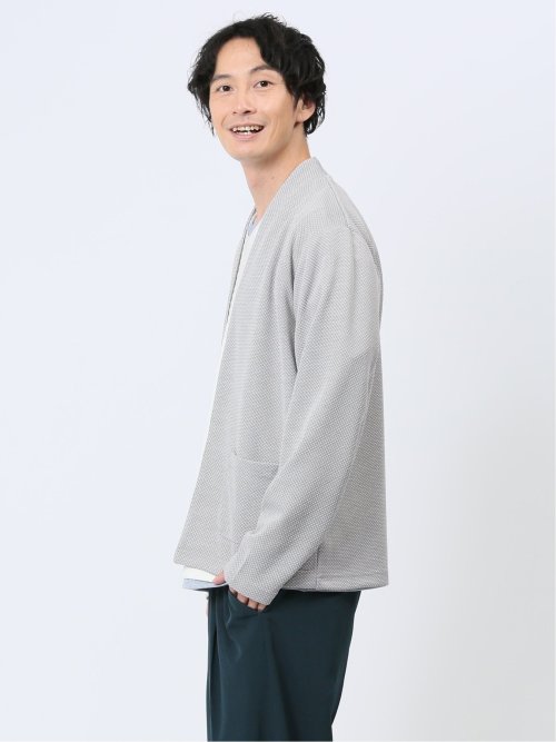 メランジジャガード ボタンレスカーディガン