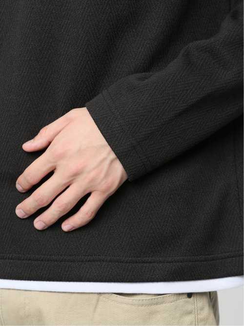 ヘリンボンジャガード フェイクVネック長袖Tシャツ