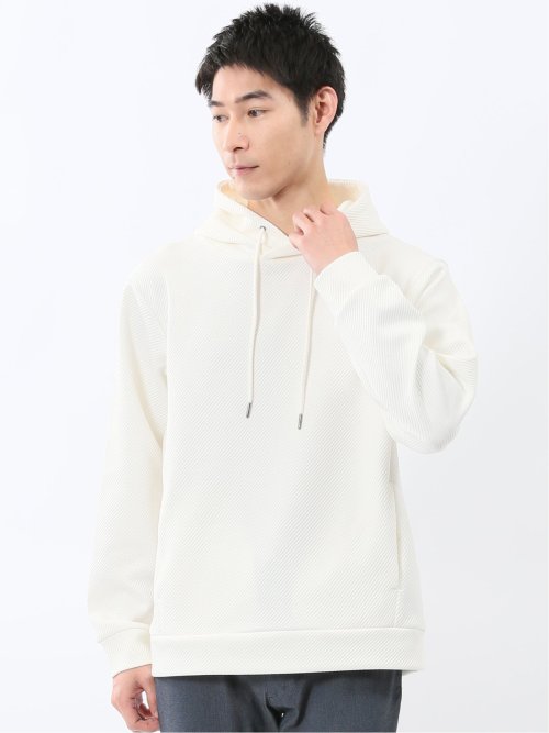 ストレッチ ふくれジャガード プルパーカー