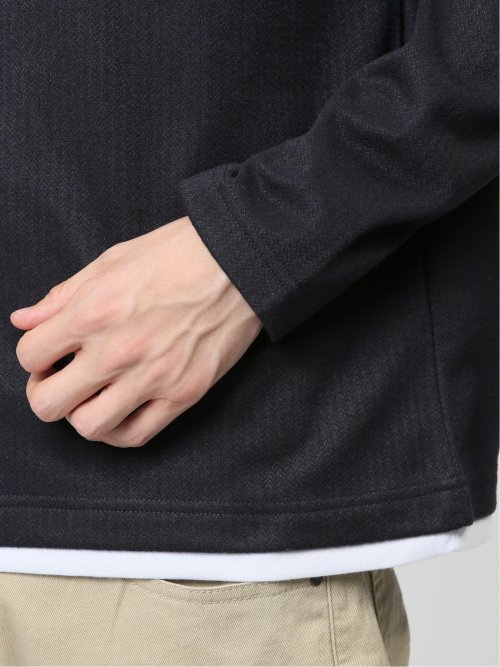 マイクロヘリンボンジャガード Vネック長袖Tシャツ