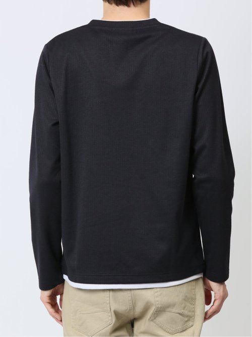 マイクロヘリンボンジャガード Vネック長袖Tシャツ