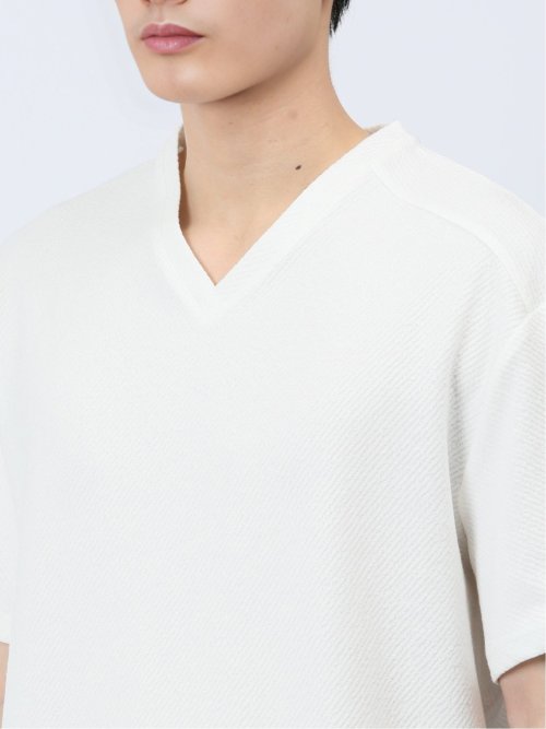 ふくれカルゼ Vネック半袖Ｔシャツ