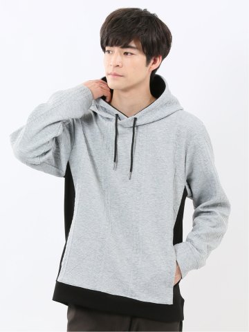 ふくれジャガード 切替 長袖プルパーカー