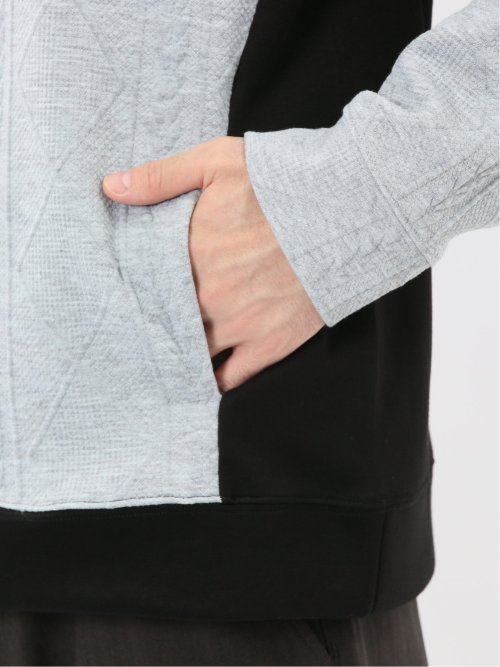 ふくれジャガード 切替 長袖プルパーカー