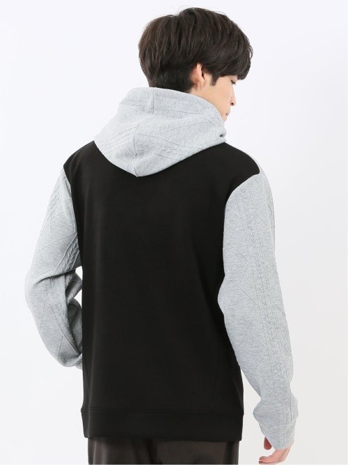 ふくれジャガード 切替 長袖プルパーカー