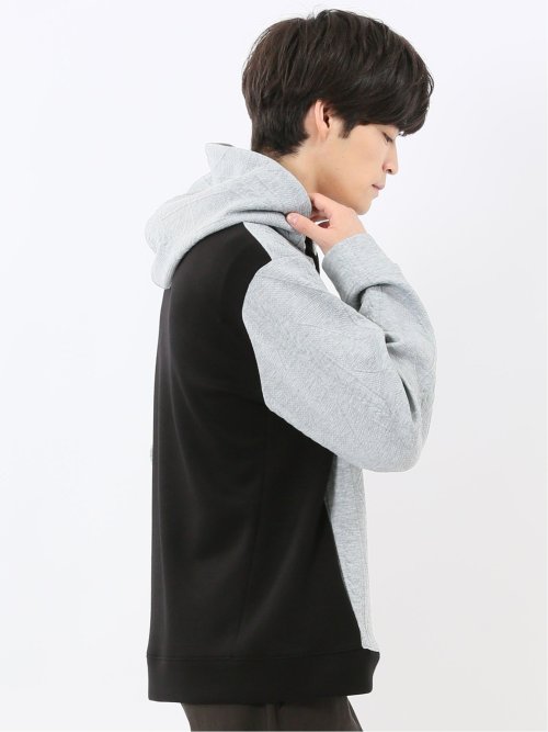 ふくれジャガード 切替 長袖プルパーカー