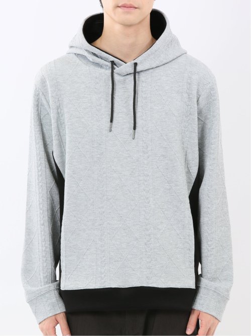 ふくれジャガード 切替 長袖プルパーカー