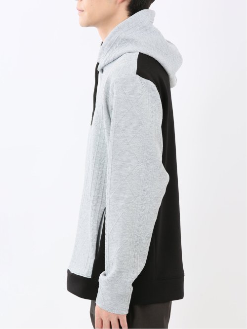 ふくれジャガード 切替 長袖プルパーカー