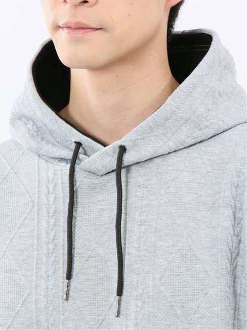 ふくれジャガード 切替 長袖プルパーカー