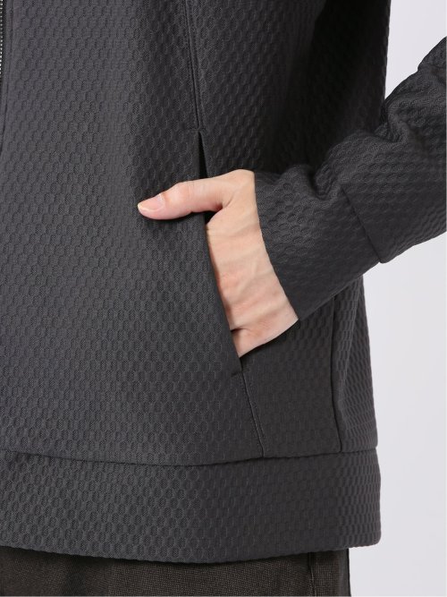 フルジップ パーカー メンズ 長袖 ストレッチ ハニカム ジャガード フーディー