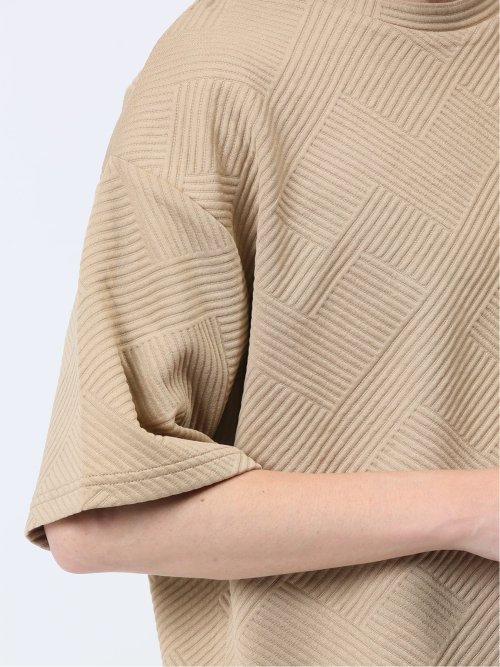 ジオメトリックジャガード クルーネック半袖Tシャツ