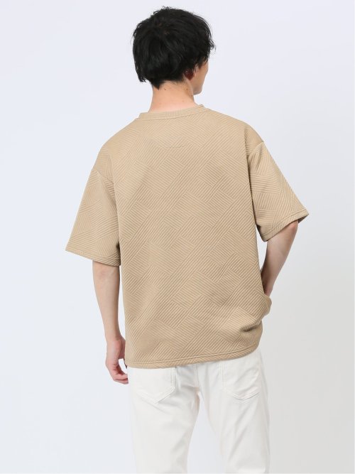 ジオメトリックジャガード クルーネック半袖Tシャツ