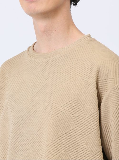 ジオメトリックジャガード クルーネック半袖Tシャツ