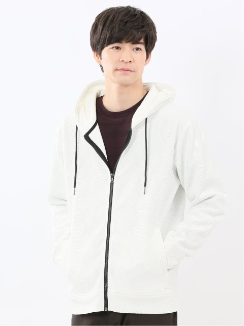 ふくれジャガード 長袖フルジップパーカー