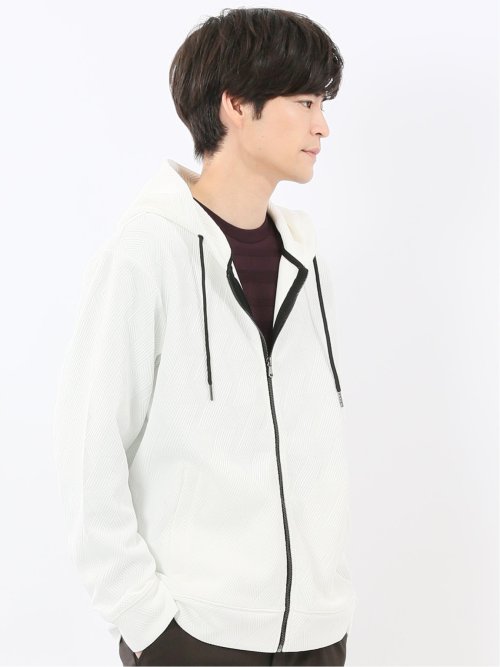 ふくれジャガード 長袖フルジップパーカー