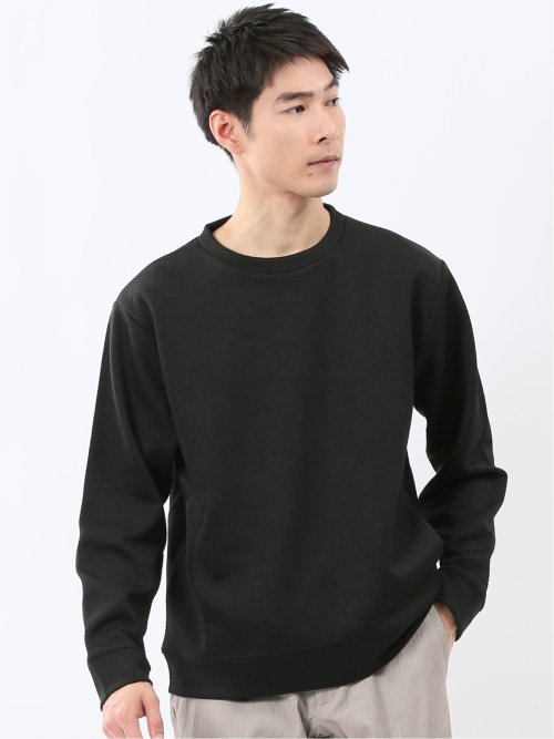 ストレッチ ふくれジャガード クループルオーバー