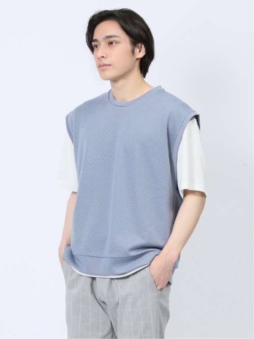 m.f.エディトリアル クルーネックベスト＆半袖Tシャツ アンサンブル 楽天市場】m.f.エディトリアル クルーネックベスト＆半袖Tシャツ