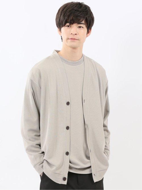 ストレッチ ワッフル Vネックカーディガン