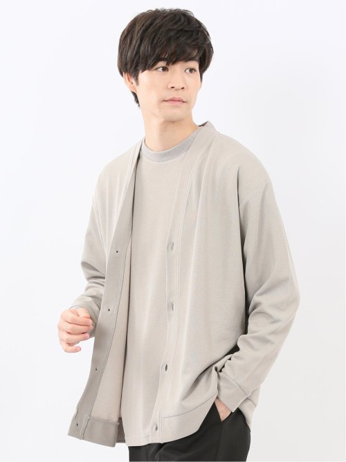 ストレッチ ワッフル Vネックカーディガン