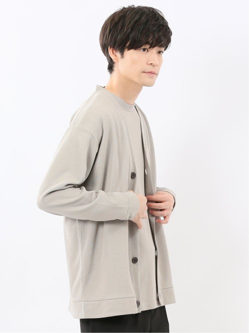 ストレッチ ワッフル Vネックカーディガン