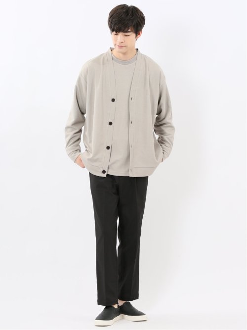 ストレッチ ワッフル Vネックカーディガン