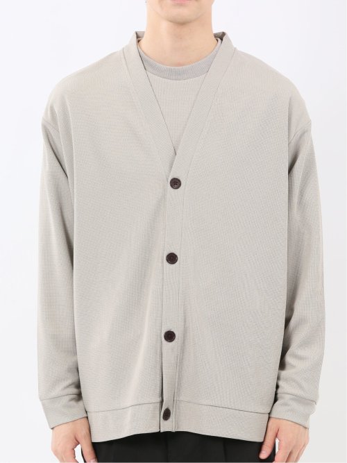 ストレッチ ワッフル Vネックカーディガン