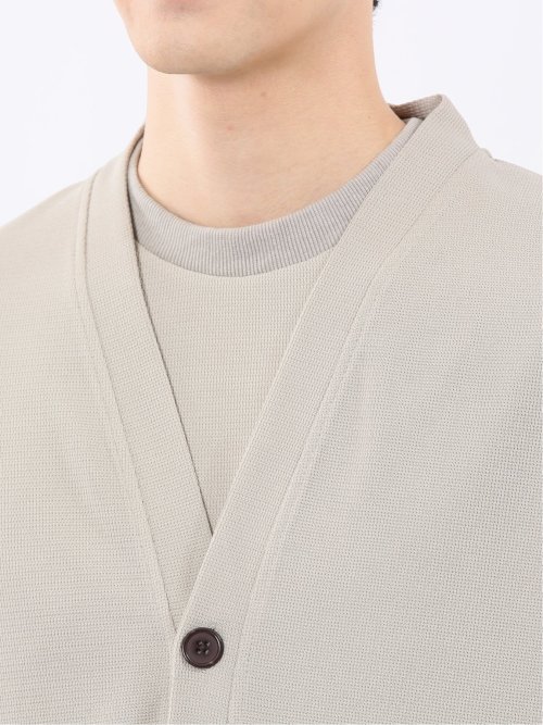 ストレッチ ワッフル Vネックカーディガン