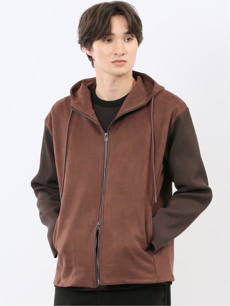 ストレッチ起毛 フルジップパーカー