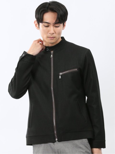 ストレッチ デニムジャージ シングル ライダース