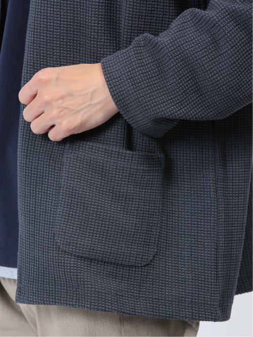 ワッフルニットソー ボタンレスカーディガン