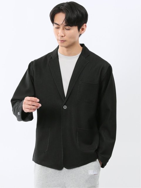 ストレッチ デニムジャージ 1ボタン ジャケット