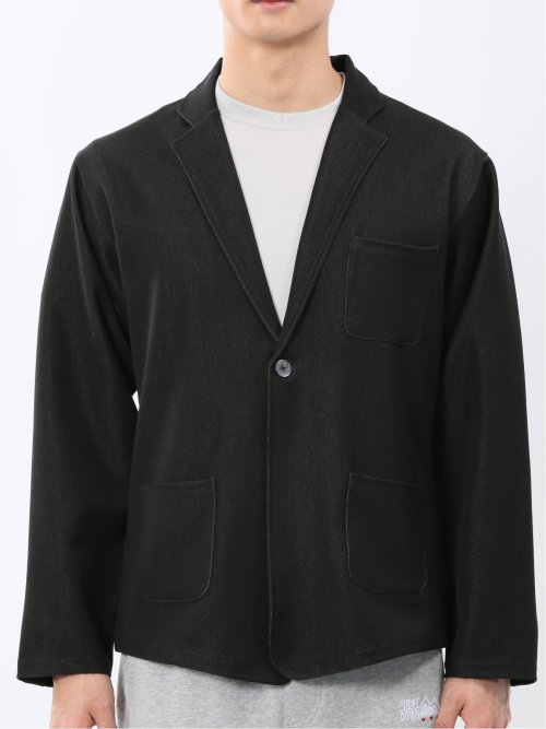 ストレッチ デニムジャージ 1ボタン ジャケット