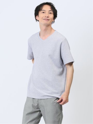 杢ワッフル Vネック半袖Tシャツ