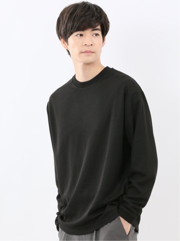 ストレッチ ワッフル クルー長袖プルオーバー