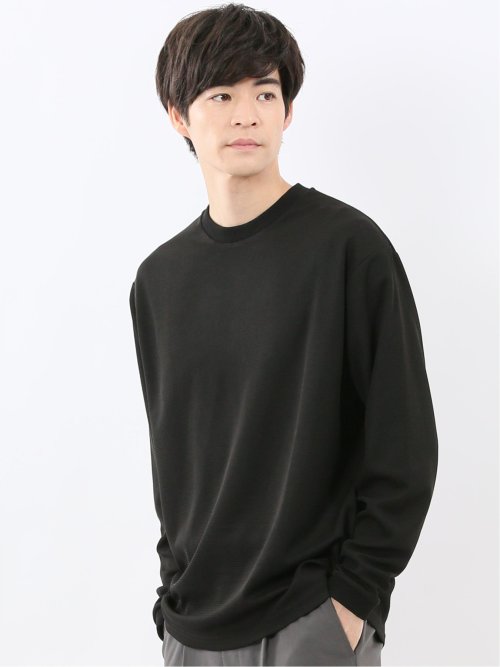 ストレッチ ワッフル クルー長袖プルオーバー