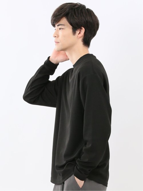 ストレッチ ワッフル クルー長袖プルオーバー