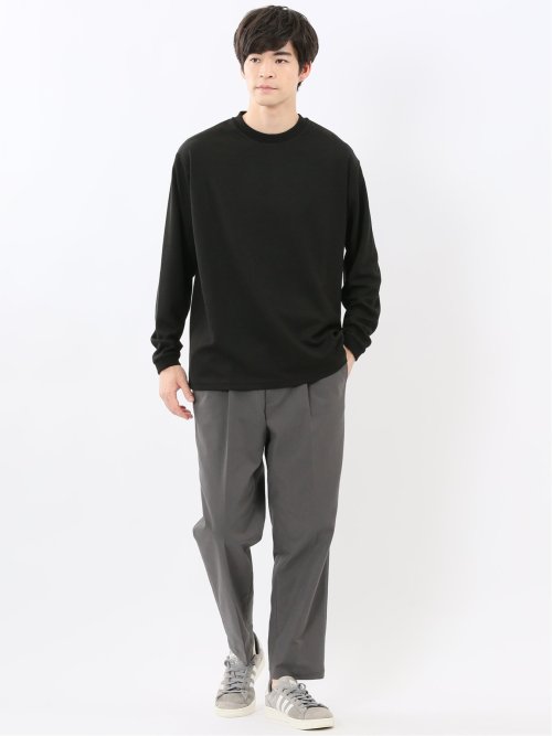 ストレッチ ワッフル クルー長袖プルオーバー