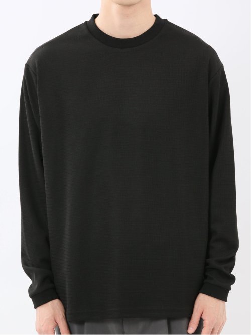 ストレッチ ワッフル クルー長袖プルオーバー