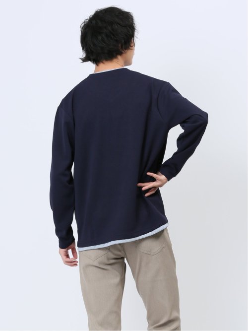 ダイアゴナル フェイクVネック長袖Tシャツ