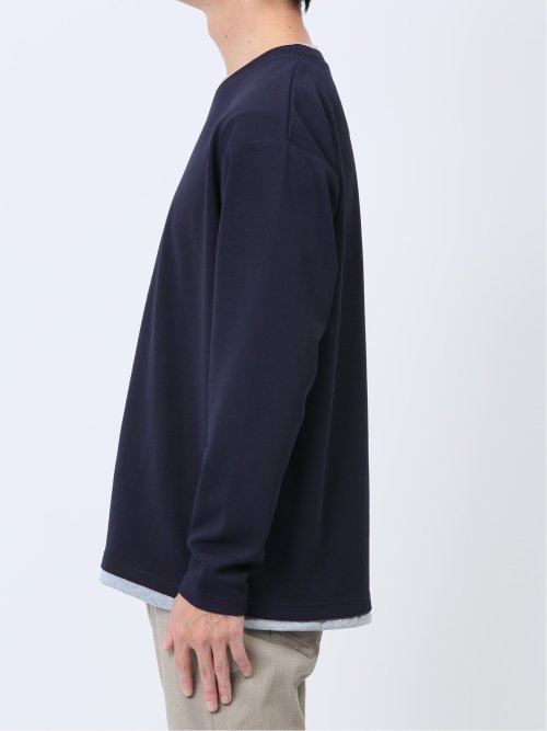 ダイアゴナル フェイクVネック長袖Tシャツ