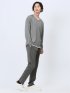 メランジジャガード フェイクVネック長袖Tシャツ